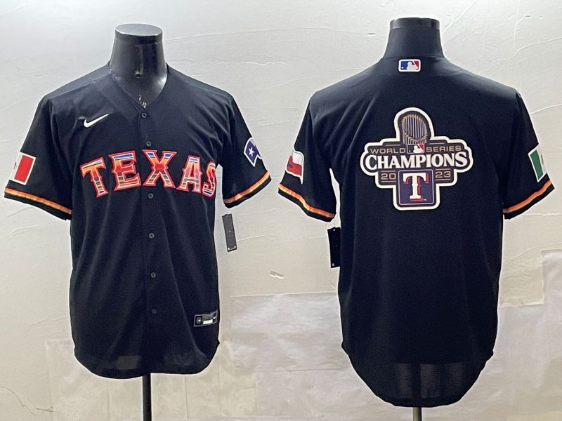 Men Texas Rangers Blank Black Mexico Game 2025 Nike MLB Jersey style 10